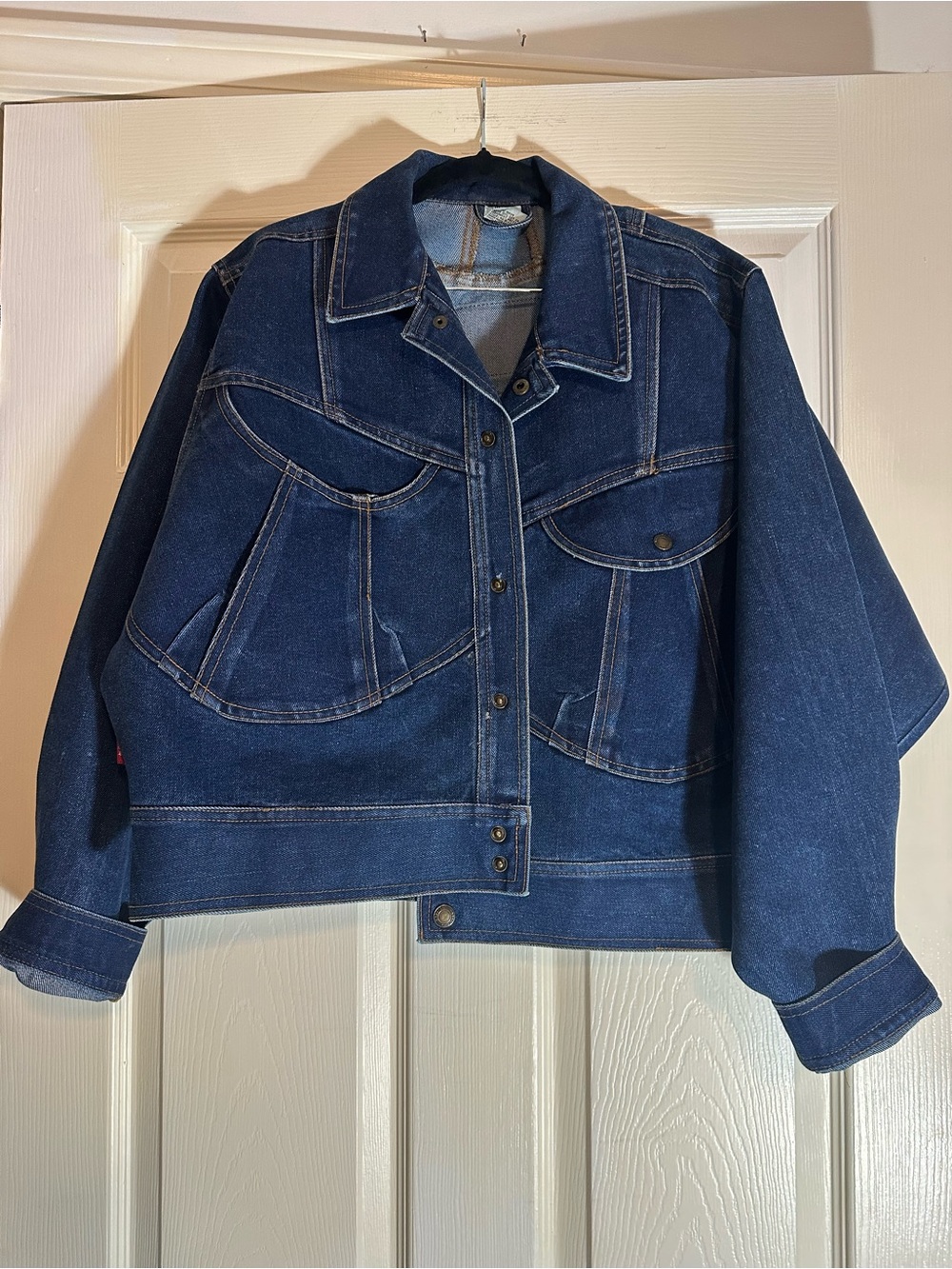 Braxton Women’s Dark Blue Denim Jacket with Curved Pocket Details